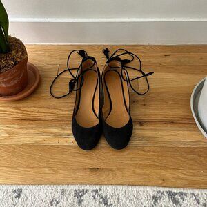 Sezane Valentina Babies Black Suede Pumps